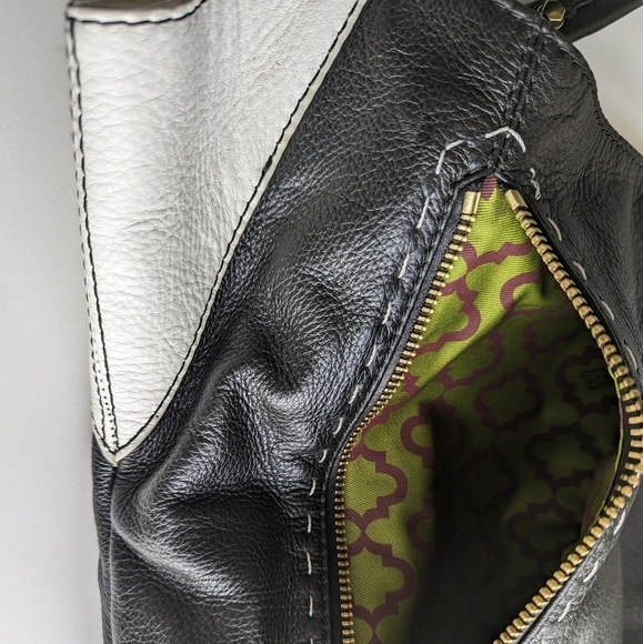 orYANY Genuine Leather Large Shoulder Tote Bag Compartments Black White - Picture 6 of 10